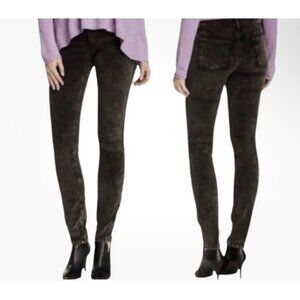 Eileen Fisher Velveteen Skinny Jeans Sz 10 Black Distressed Mineral Washed 32x31